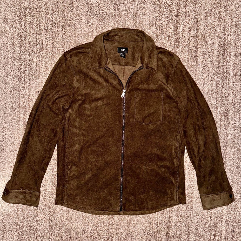 H&M Men's Full Zip Suede brown Coat Jacket